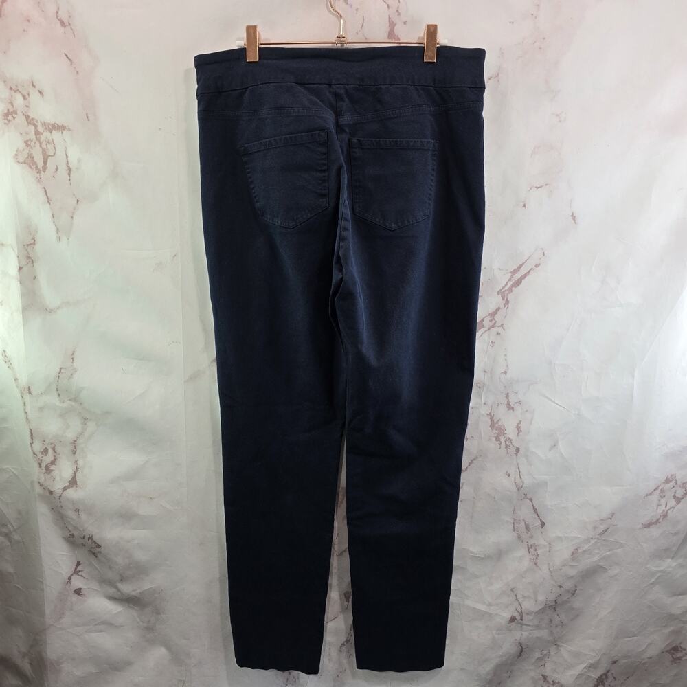 Soft Surroundings Pants Womens Medium X 30 Navy Pull On Skinny High Rise Slit